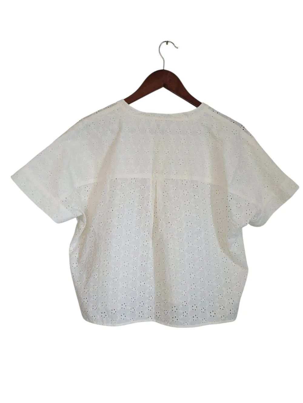 Madewell Eyelet Boxy Button Down Shirt M Lighthouse White Cotton Summer Top - Picture 8 of 12